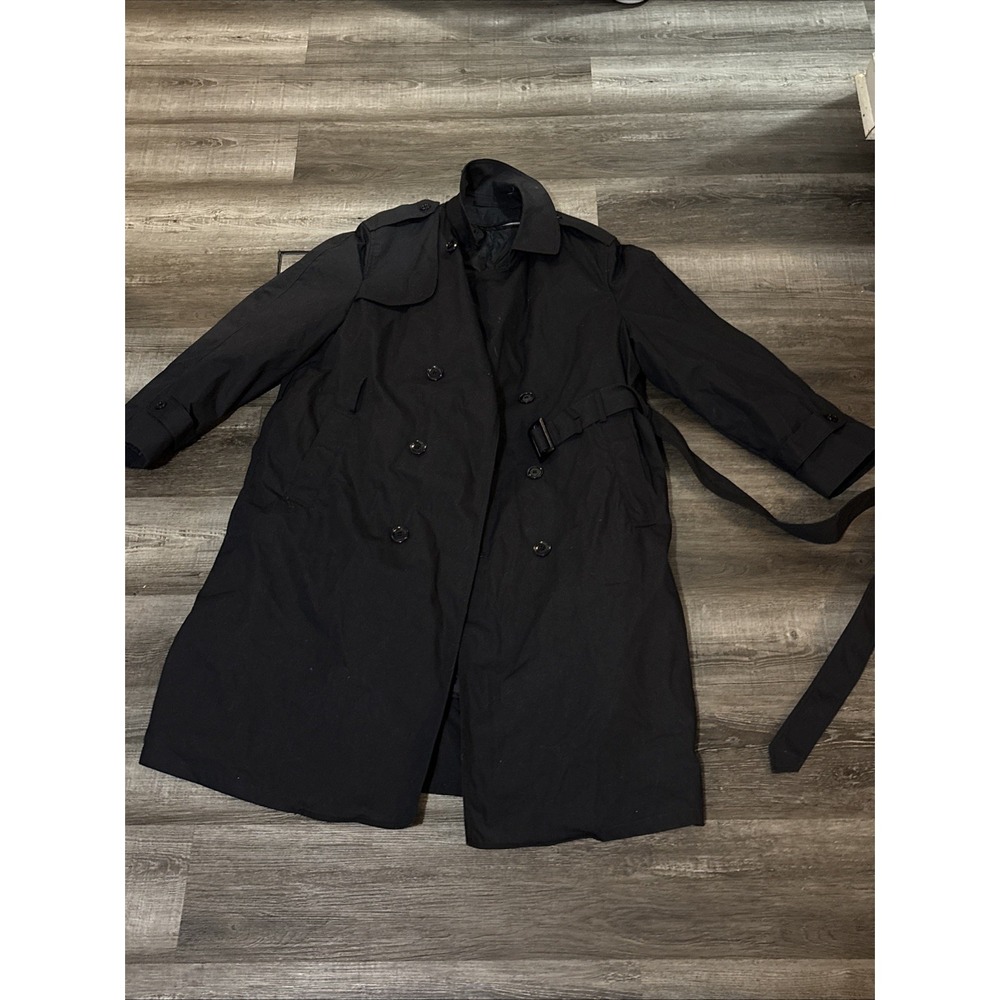 DSCP Garrison Collection 44R Military Trench Coat Black Overcoat All Weather